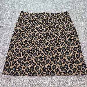 Talbots Women Leopard Print A-Line Mini Skirt Brown Black Size 16 Lined Side Zip